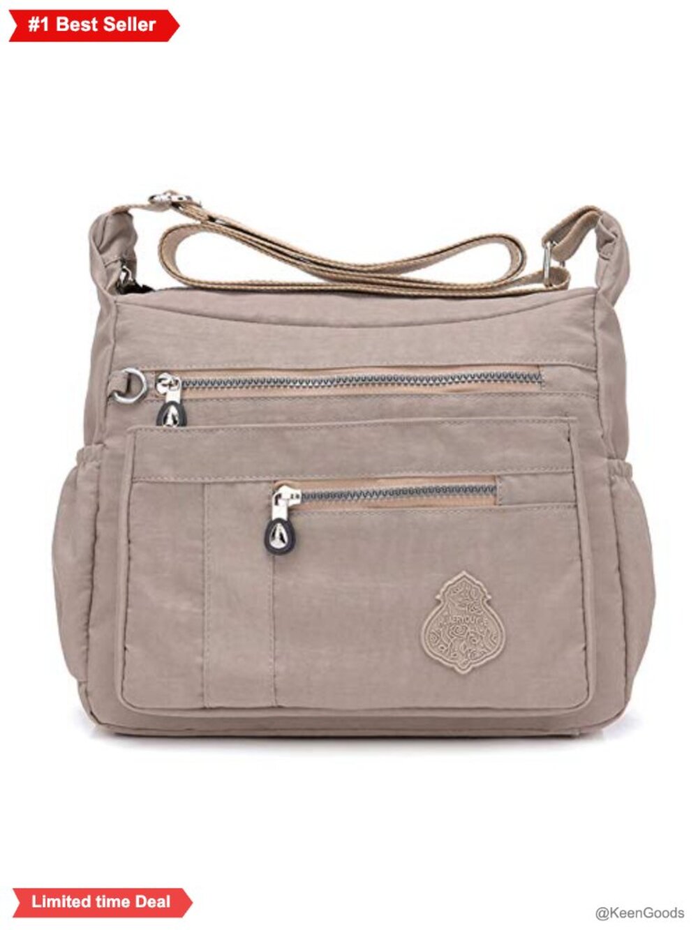 Nylon Waterproof Crossbody Shoulder Bag Lightweight Messenger Purse Multi-Pocket